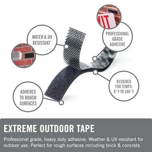 VELCRO Brand Extreme Outdoor Mounting Tape Black 14ft x 1in | Holds Up to 15 Lbs on Rough Surfaces thumbnail 2