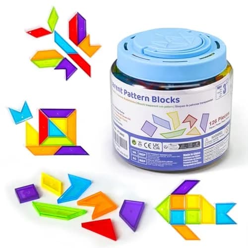 Pairez Toys Transparent Pattern Blocks | Geometric Shapes for Light Tables & Math Learning thumbnail 1