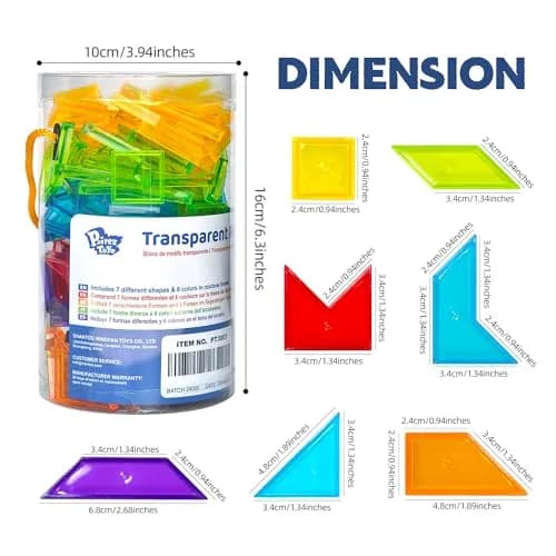 Pairez Toys Transparent Pattern Blocks | Geometric Shapes for Light Tables & Math Learning thumbnail 4
