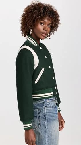 [BLANKNYC] Women's Smart Move Bomber Jacket, Green Combo, XS | Cropped, Relaxed Fit, Polyester thumbnail 4