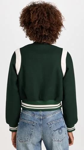 [BLANKNYC] Women's Smart Move Bomber Jacket, Green Combo, XS | Cropped, Relaxed Fit, Polyester thumbnail 3