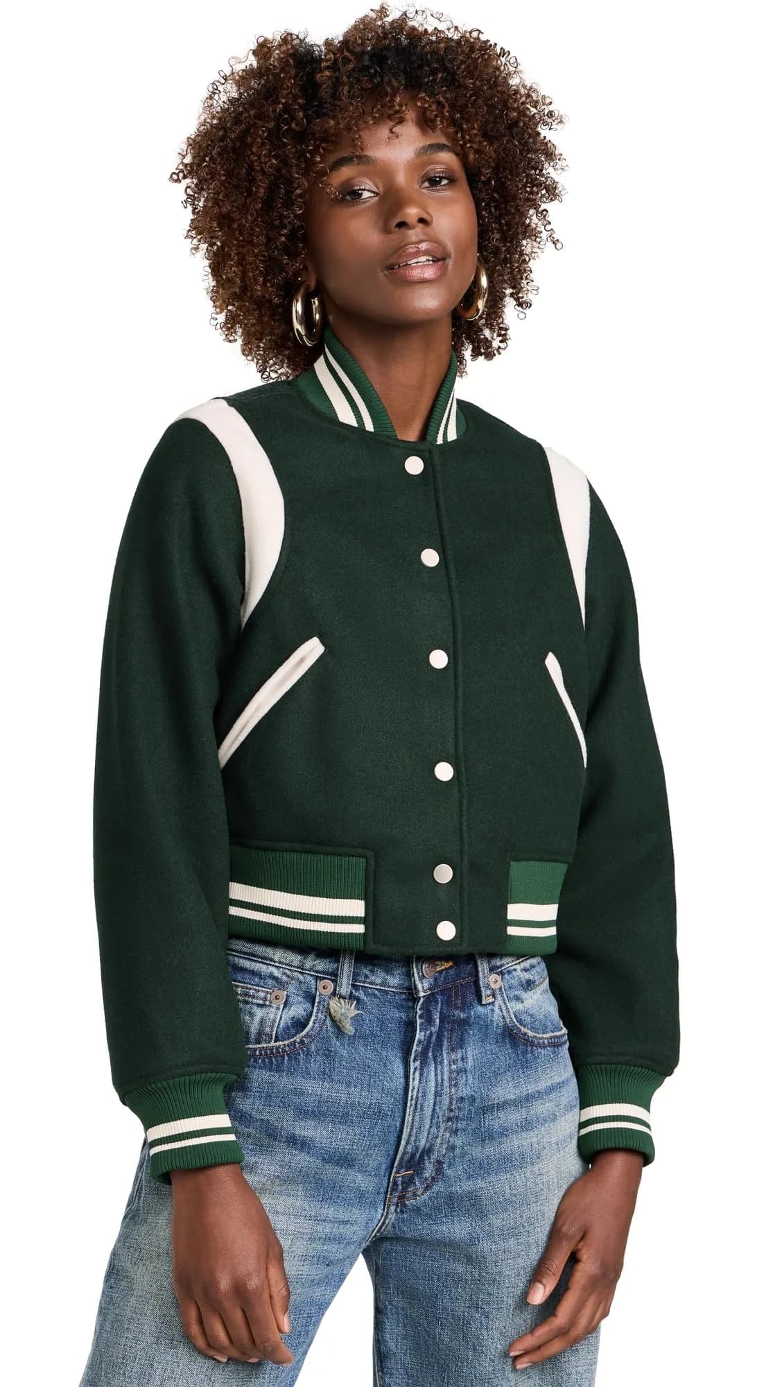 [BLANKNYC] Women's Smart Move Bomber Jacket, Green Combo, L | Relaxed Fit, Cropped Silhouette, Polyester — Green Combo