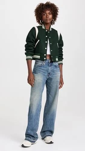 [BLANKNYC] Women's Smart Move Bomber Jacket, Green Combo, L | Relaxed Fit, Cropped Silhouette, Polyester thumbnail 5