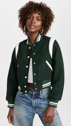 [BLANKNYC] Women's Smart Move Bomber Jacket, Green Combo, L | Relaxed Fit, Cropped Silhouette, Polyester thumbnail 2