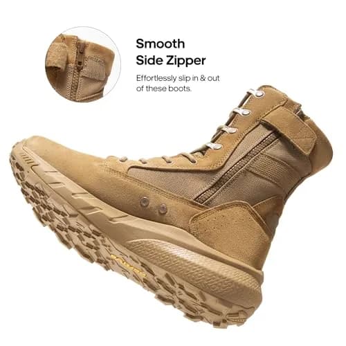 NORTIV 8 Men's Tactical Military Work Boots Coyote 11 US | 8.57" Shaft Height, Side Zip, Genuine Leather thumbnail 4