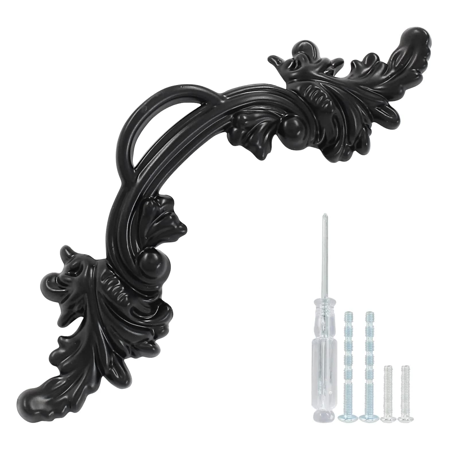 Biaungdo Vintage Cabinet Pulls Handles, 12 Pcs, Bronze | Retro Zinc Alloy Drawer Pulls with 64mm (2.5in) Screw Hole Distance — Black