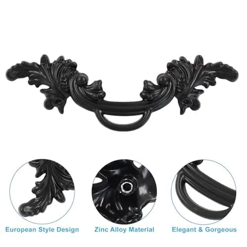 Biaungdo Vintage Cabinet Pulls Handles Black 135mm (5.31 Inch) | Retro Style Zinc Alloy Hardware thumbnail 4