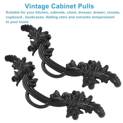 Biaungdo Vintage Cabinet Pulls Handles Black 135mm (5.31 Inch) | Retro Style Zinc Alloy Hardware thumbnail 3