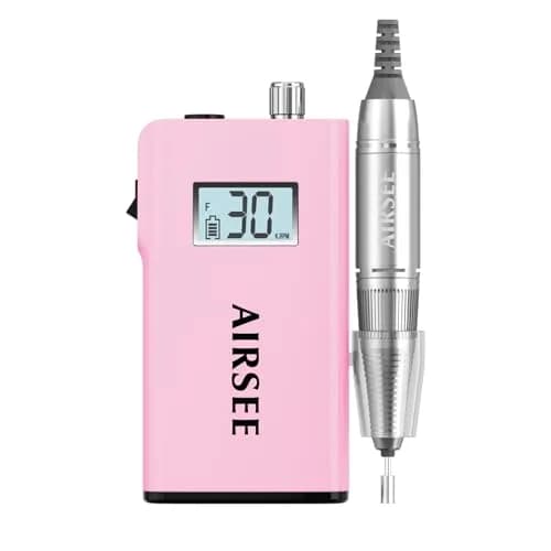 AIRSEE Rechargeable 30000RPM Electric Nail Drill E8 Pink | Professional Portable E File Machine thumbnail 1