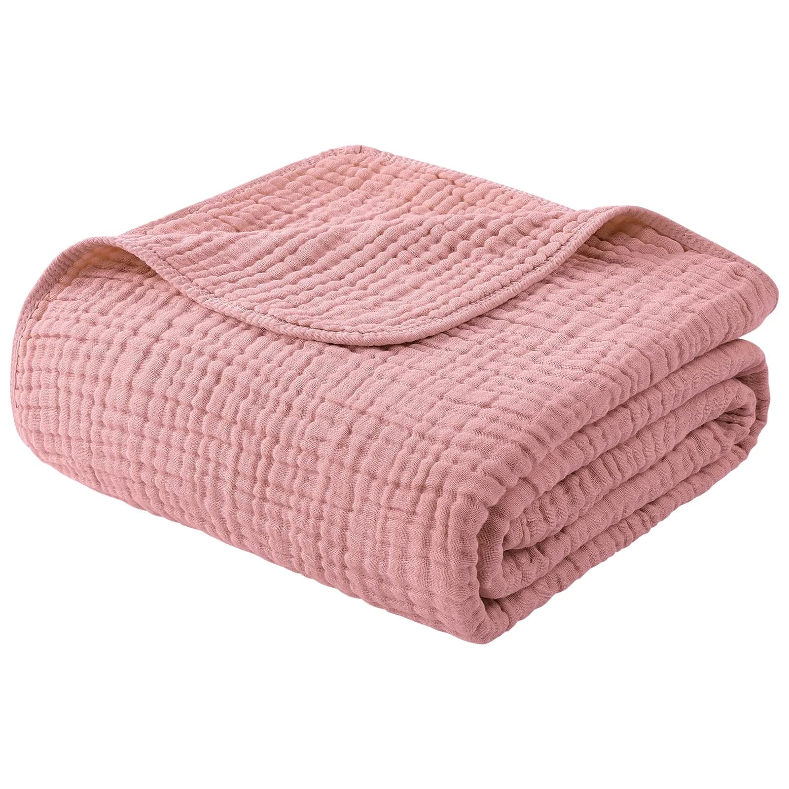 Yoofoss Muslin Blanket 60" x 80" | Organic Cotton Summer Bed & Couch Blanket — Bean Paste