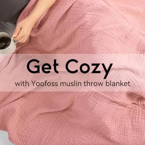 Yoofoss Muslin Blanket 60" x 80" | Organic Cotton Summer Bed & Couch Blanket thumbnail 7