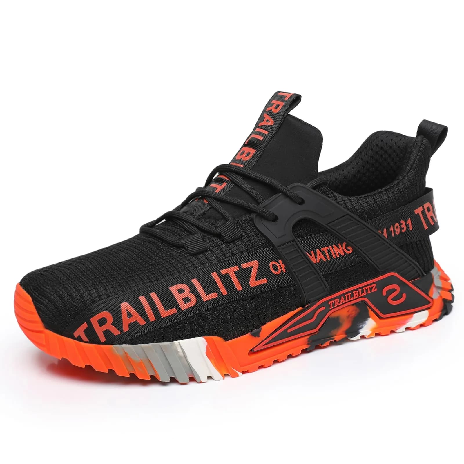 TRAILBLITZ Composite Steel Toe Work Shoes for Men - Lightweight, Breathable, Slip-Resistant (US Men 10, Orange) - main product image