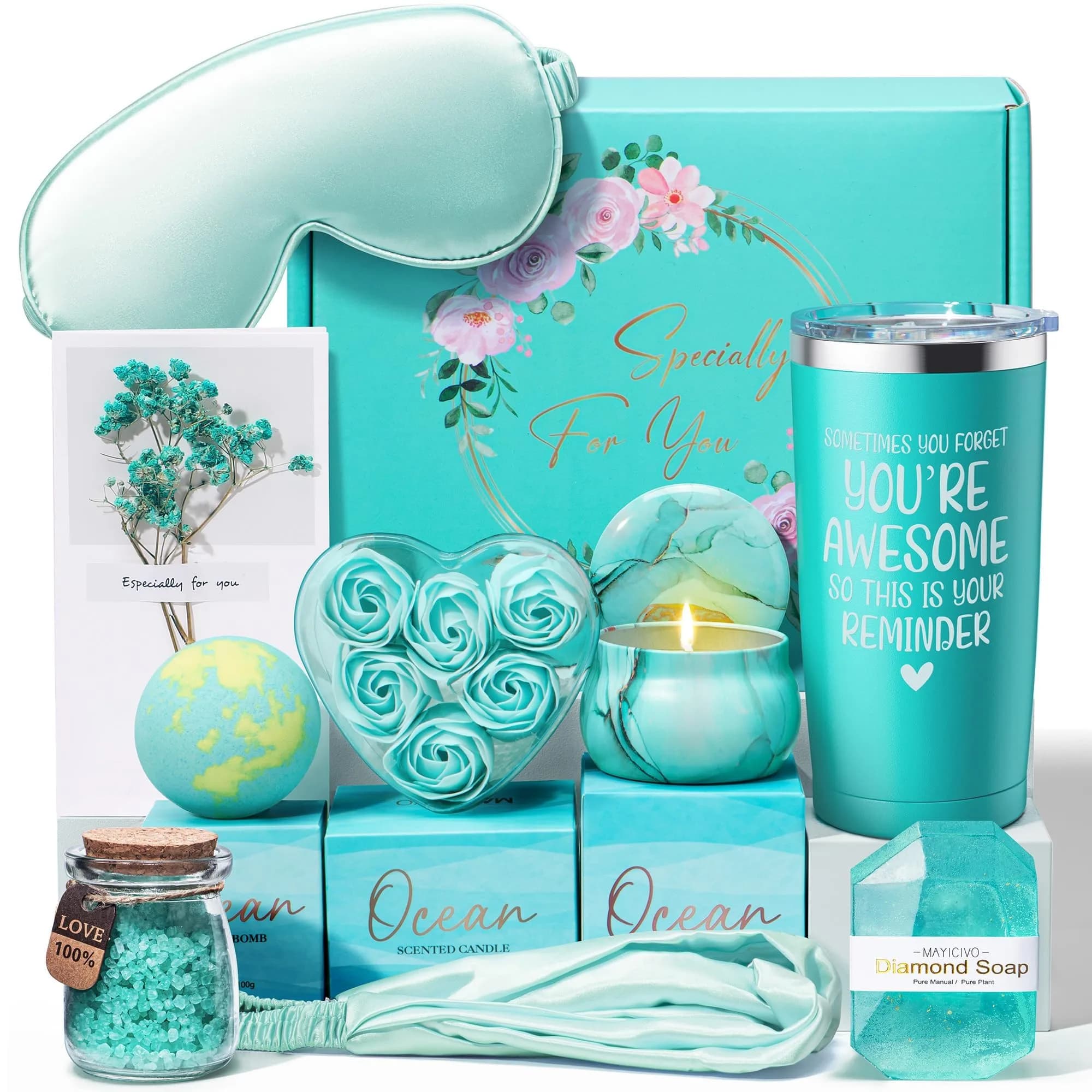 MAYICIVO Relaxing Spa Gift Basket for Women 10-Piece Ocean Scented Self Care Set | Perfect Birthday & Holiday Gift - main product image
