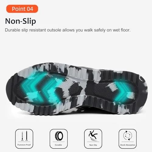 TRAILBLITZ Composite Steel Toe Work Shoes for Men Black | ASTM F2413-18 Certified Safety Sneakers thumbnail 5