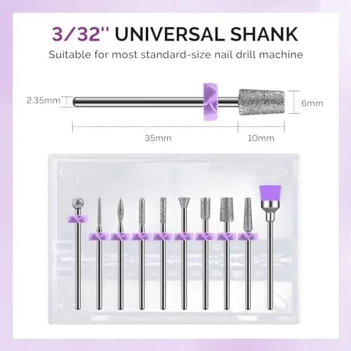 MelodySusie Diamond Nail Drill Bit Set with Sanding Bands & Mandrel Bit | 10Pcs Diamond Bits + 40pcs Sanding Bands (Grits #120/#180/#240) thumbnail 4