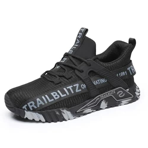 TRAILBLITZ Composite Steel Toe Shoes for Men Work Safety Sneakers 9 Black | Lightweight Breathable Industrial Footwear thumbnail 1