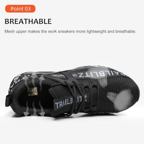 TRAILBLITZ Composite Steel Toe Shoes for Men Work Safety Sneakers 9 Black | Lightweight Breathable Industrial Footwear thumbnail 4