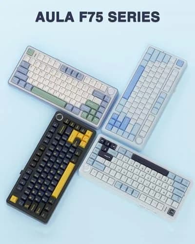 AULA F75 Wireless Mechanical Keyboard 75% RGB Backlit, Hot Swappable, Type-C & Bluetooth, Salt White Blue | Gaming & Office thumbnail 9