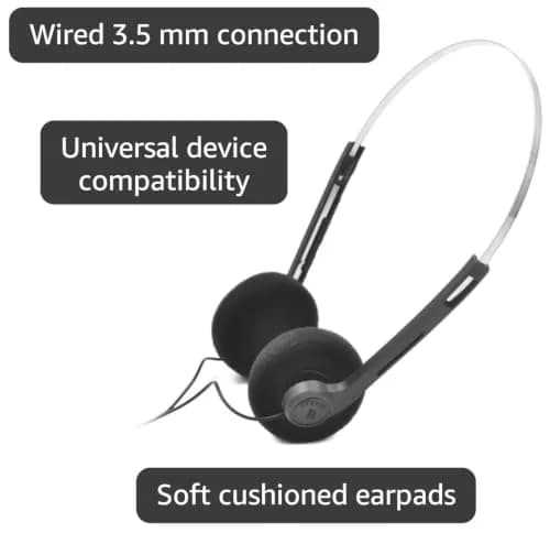 Galepromot Black Retro Over-Ear Headphones with Cord | Hi-Fi Stereo Sound thumbnail 8