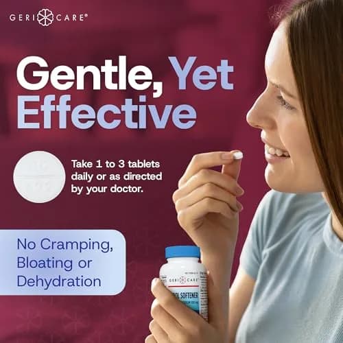 GeriCare Docusate Sodium Stool Softeners 100mg | Dye-Free, Crushable Tablets for Constipation Relief (100 Count) thumbnail 3