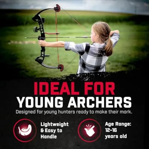 Barnett Vortex Lite G3 Youth Bow 22-25in Draw, 18-29lb, Fiber Optic Sight, D Loop, Quiver, Safety (110c) thumbnail 5