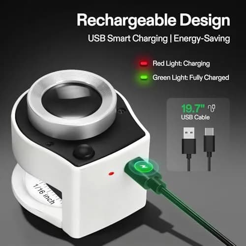VIVOSUN 30X Rechargeable Magnifier with Dual LED & UV Light, White | Optical Glass Lens for Jewelry, Gems, Coins, Stamps, Rocks, Plants thumbnail 5