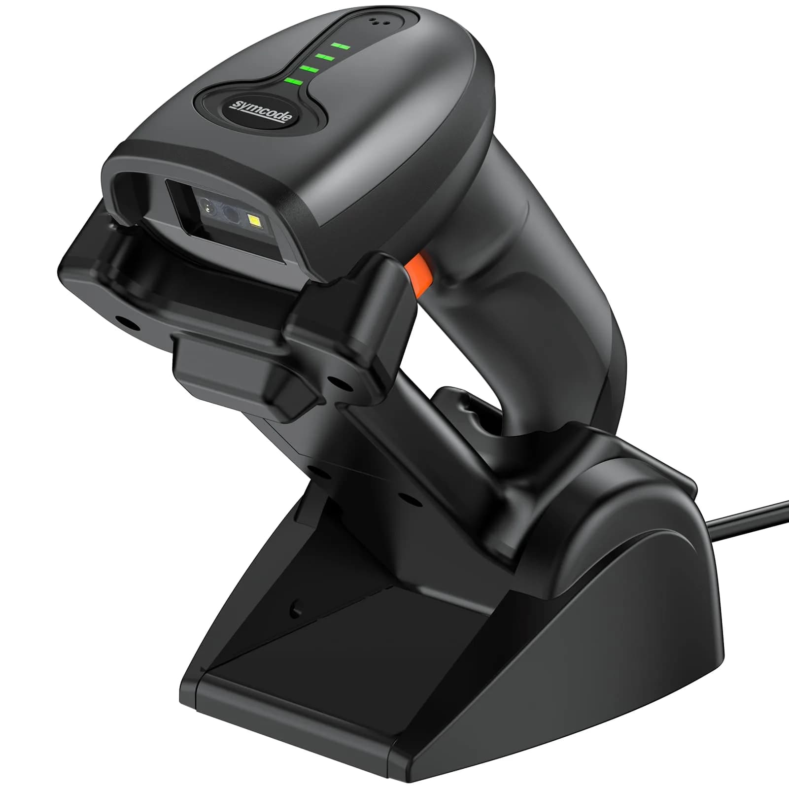 Symcode Bluetooth Wireless Barcode Scanner with Auto-Sensing Stand & 2D QR Reader | 280g (9.88 oz) — 2D