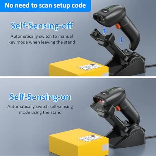 Symcode MJ-4590DA 2D Wireless Barcode Scanner with Charging Stand & Bluetooth | 10000 Codes Inventory, 40m Range thumbnail 3