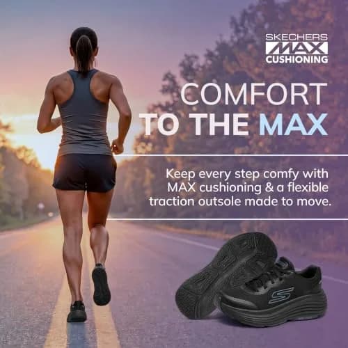 Skechers Women's Max Cushioning Endeavour Canova Sneakers, Black, 7.5 | Superior Comfort & Support thumbnail 3