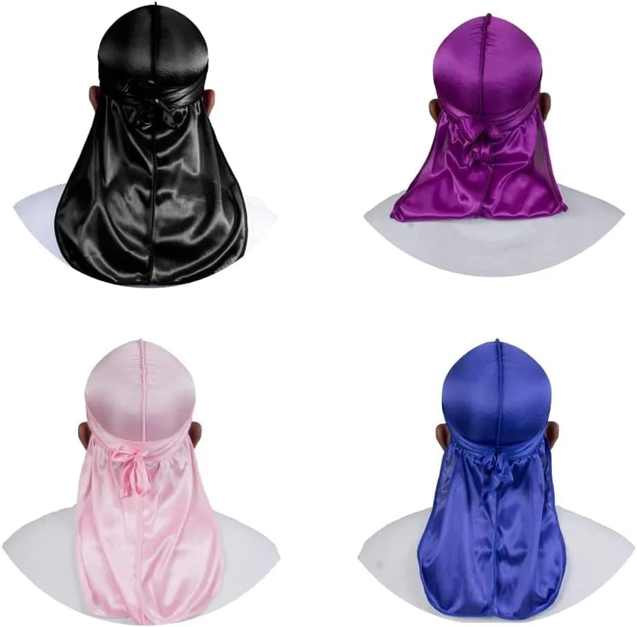 ForceWave Silky Durags and Wave Cap Set (5-Pack, Black Blue Pink Purple) | Moisture-Retaining Satin for 360 Waves thumbnail 3