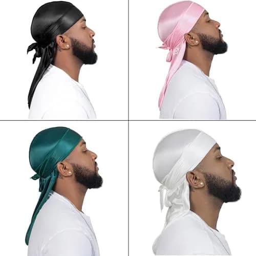 ForceWave Silky Durag and Wave Cap Set for Men & Women | 5-Piece Value Pack with 43" Long Tails thumbnail 4