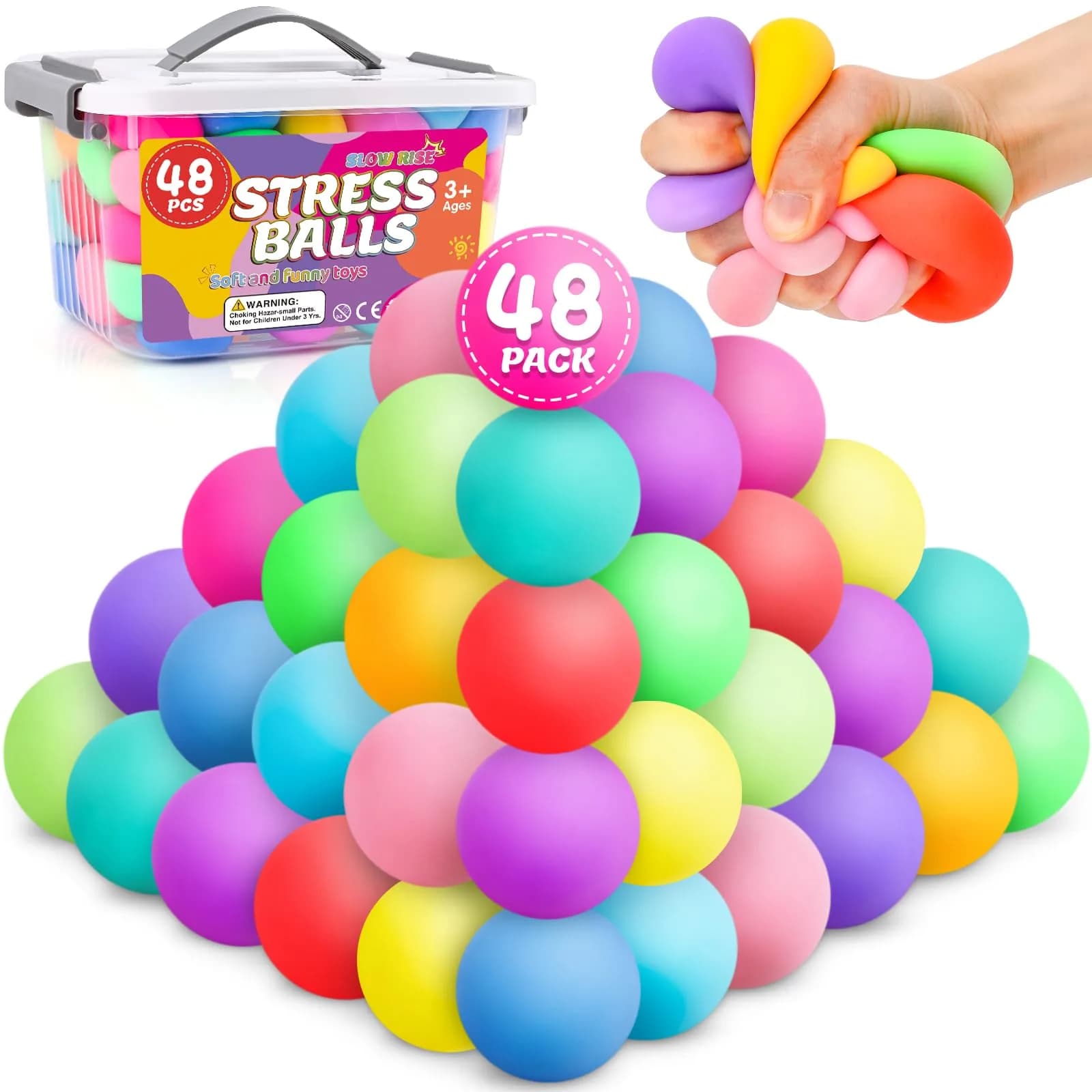 VISCOO 8 Pack Slow Rising Stress Balls, 5 cm (2 Inch) | Non-Toxic TPR for Anxiety Relief — 1.6 In / 1.6 In Slow Rising Stress Ball