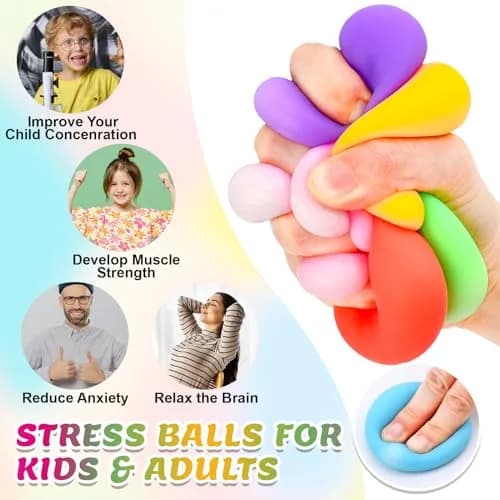 VISCOO 48 Pack Slow Rising Stress Balls 4.1 cm (1.6 Inches) | Non-Toxic TPR for Kids & Adults thumbnail 5
