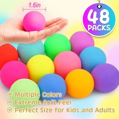 VISCOO 48 Pack Slow Rising Stress Balls 4.1 cm (1.6 Inches) | Non-Toxic TPR for Kids & Adults thumbnail 2