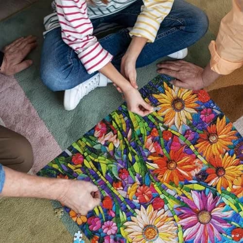 Bgraamiens Mosaic Art Flowers 1000 Piece Jigsaw Puzzle for Adults | 61cm x 61cm (24" x 24") thumbnail 7