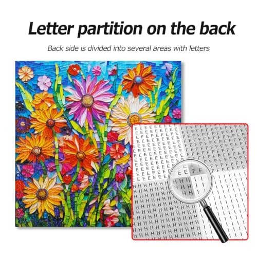 Bgraamiens Mosaic Art Flowers 1000 Piece Jigsaw Puzzle for Adults | 61cm x 61cm (24" x 24") thumbnail 8