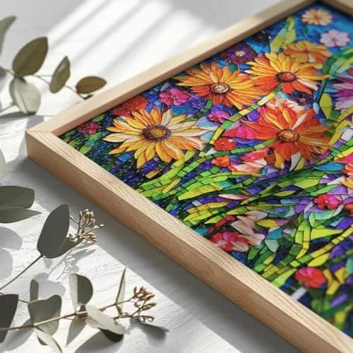 Bgraamiens Mosaic Art Flowers 1000 Piece Jigsaw Puzzle for Adults | 61cm x 61cm (24" x 24") thumbnail 3
