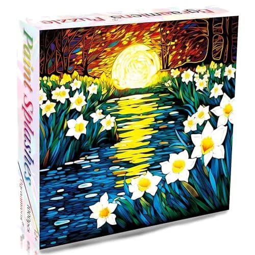 Bgraamiens Puzzle-Moonlight Daffodils 1000 Pieces Square Puzzle | Beautiful Daffodils in Moonlight for Adults thumbnail 2