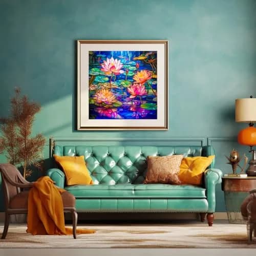 Bgraamiens Stained Glass Waterlily Jigsaw Puzzle 1000-Piece | Vibrant Floral Art for Adults thumbnail 4