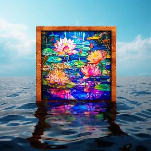 Bgraamiens Stained Glass Waterlily Jigsaw Puzzle 1000-Piece | Vibrant Floral Art for Adults thumbnail 3