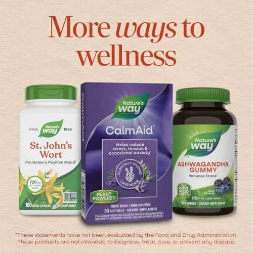 Nature's Way CalmAid Lavender Oil Supplement 90 Softgels | Clinically Studied Silexan for Calm & Stress Support thumbnail 7