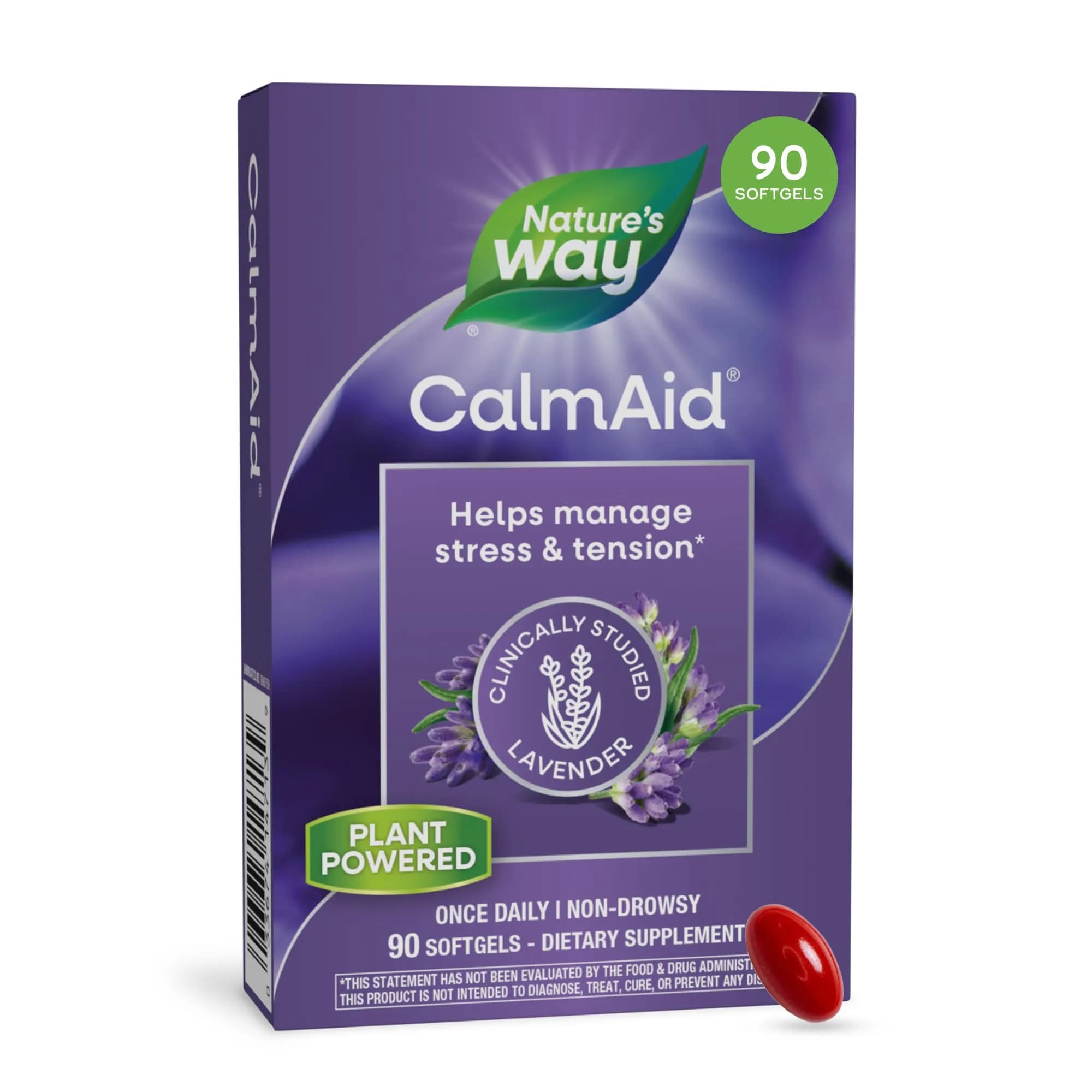 Nature's Way CalmAid Lavender Oil Supplement 90 Softgels | Clinically Studied Silexan for Calm & Stress Support