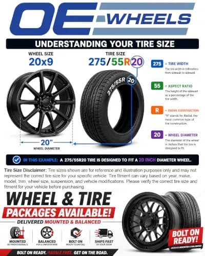OE Wheels DG22 20x9.5 Gloss Black Wheels | 5x115 Bolt Pattern, 18ET Offset, 2640 Replica thumbnail 7