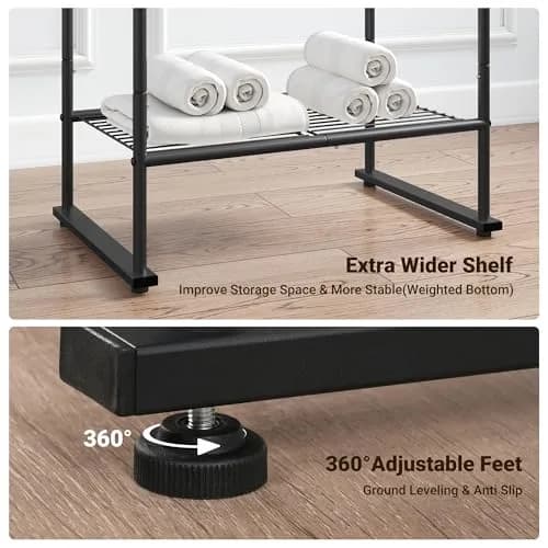 ELYKEN 3 Tier Freestanding Towel Rack with Shelf, 40" H, Black | Modern Bathroom & Poolside Organizer thumbnail 5