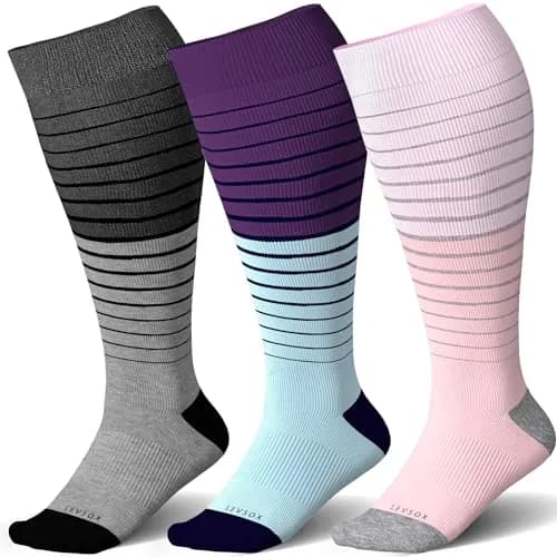LEVSOX Wide Calf Compression Socks for Women Plus Size | 15-20mmHg Support for Pregnancy & Travel thumbnail 1