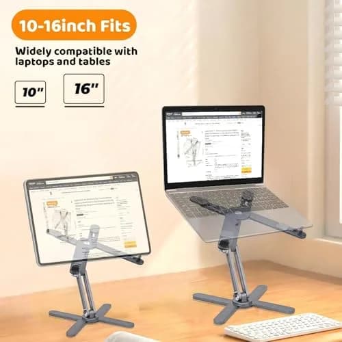 Moallia N86 360 Rotating Laptop Stand for Desk with Locking Knobs, Grey 2.36in (6cm) | Ergonomic Aluminum Riser for Collaborative Work thumbnail 6
