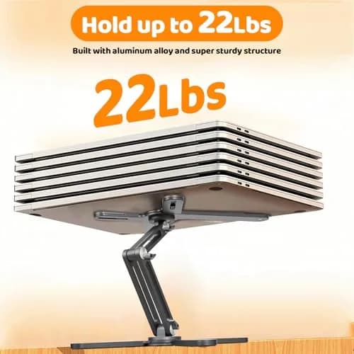 Moallia N86 360 Rotating Laptop Stand for Desk with Locking Knobs, Grey 2.36in (6cm) | Ergonomic Aluminum Riser for Collaborative Work thumbnail 7