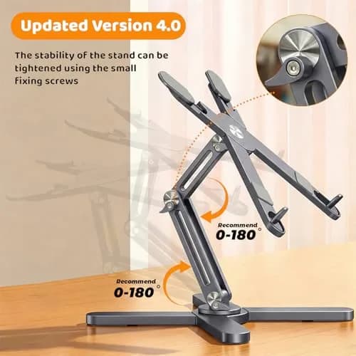Moallia N86 360 Rotating Laptop Stand for Desk with Locking Knobs, Grey 2.36in (6cm) | Ergonomic Aluminum Riser for Collaborative Work thumbnail 2