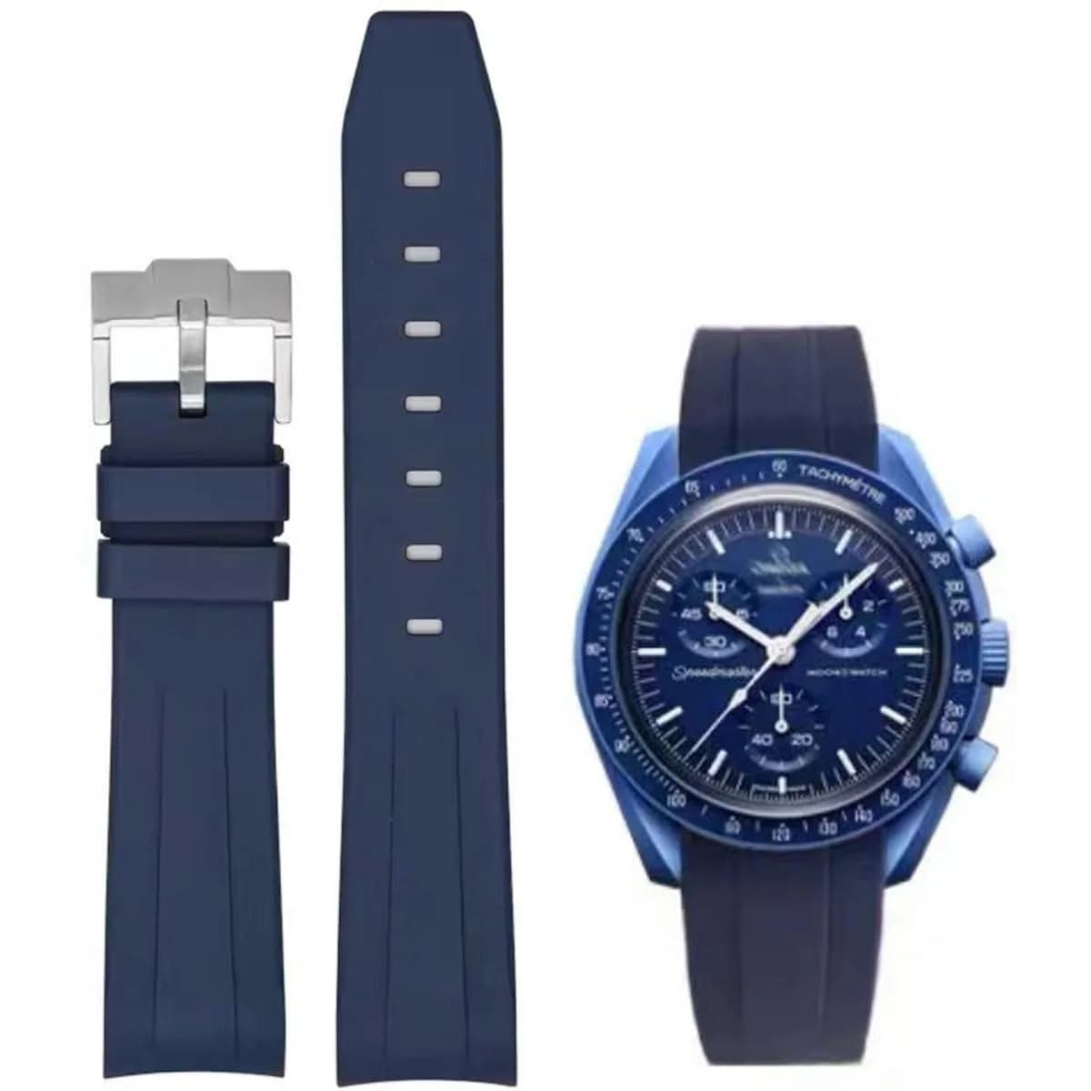 Danxancy Watch Band for Moonswatch 20mm | Curved Rubber Strap Compatible with Omega Swatch - main product image