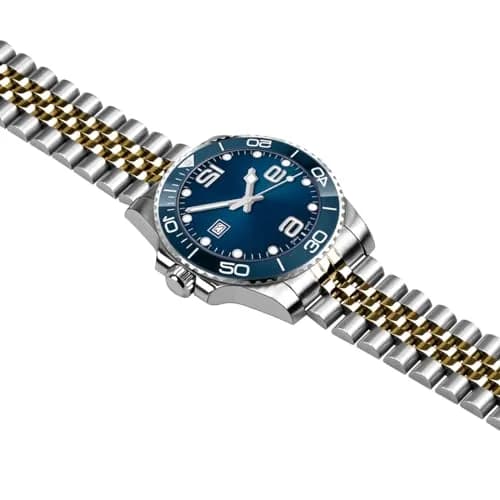 Juntan 22mm Stainless Steel Watch Band Curved Ends Tapered Metal Replacement Bracelet with Deployment Clasp thumbnail 3